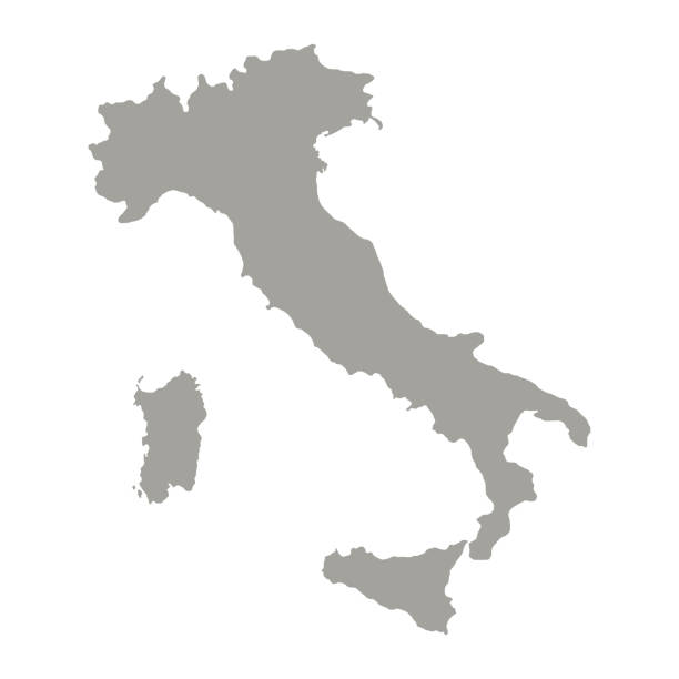 義大利地圖剪影。向量 - 義大利 幅插畫檔、美工圖案、卡通及圖標