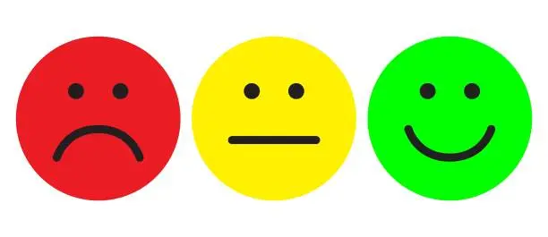 Vector illustration of Red, yellow and green smileys