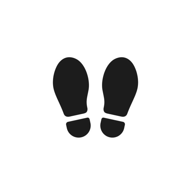 ikona footprintu izolowana na białym tle. wektorowy nadruk na buty - shoe print stock illustrations