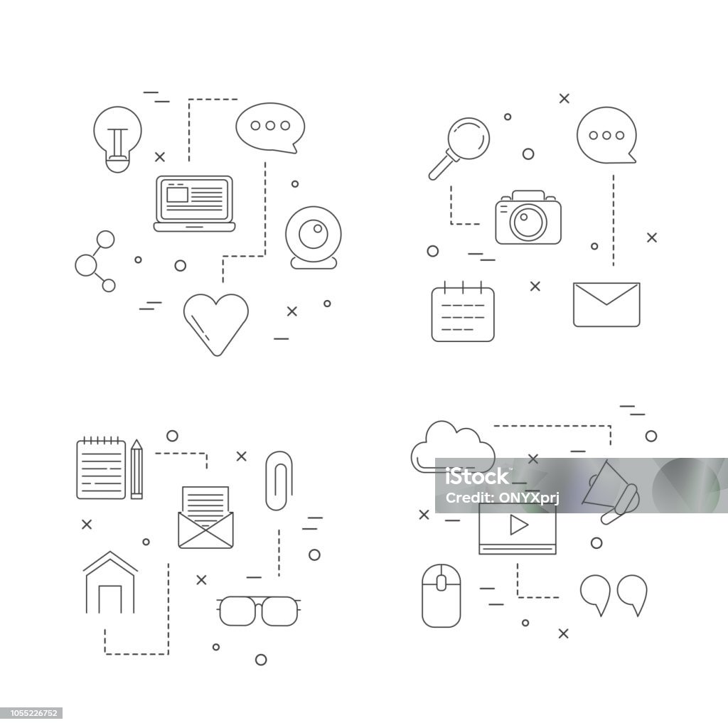 Vector line blog icons infographic concept illustration Vector line blog icons infographic concept illustration. Blogging business web marketing Abstract stock vector