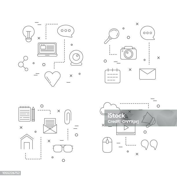 Vector Line Blog Icons Infographic Concept Illustration Stock Illustration - Download Image Now