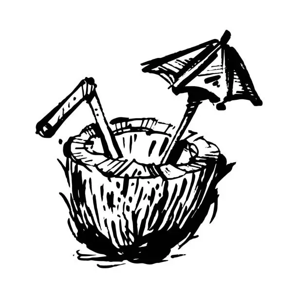Vector illustration of Tropical coconut drink vector illustration