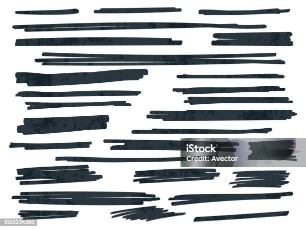 Black Highlight Marker Lines Or Vector Highlighter And Ink Paint Brush Strokes Stock Illustration - Download Image Now