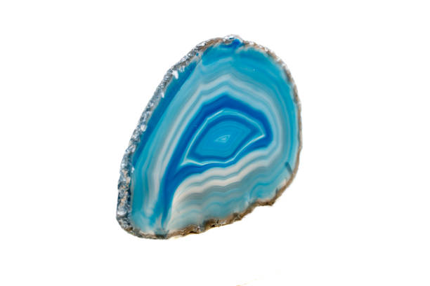 istock Macro mineral stone Blue Agate breed a white background 1055237006