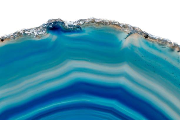 istock Macro mineral stone Blue Agate breed a white background 1055237930
