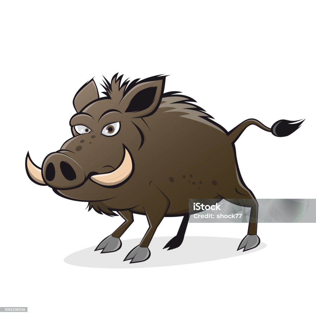 funny cartoon illustration of an angry boar Aggression stock vector