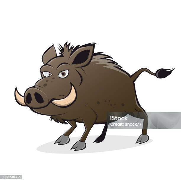 Funny Cartoon Illustration Of An Angry Boar Stock Illustration - Download Image Now - Aggression, Anger, Animal