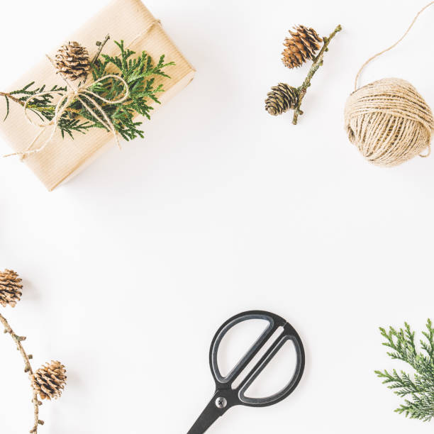 istock Christmas flat lay wrapping gifts 1055243734