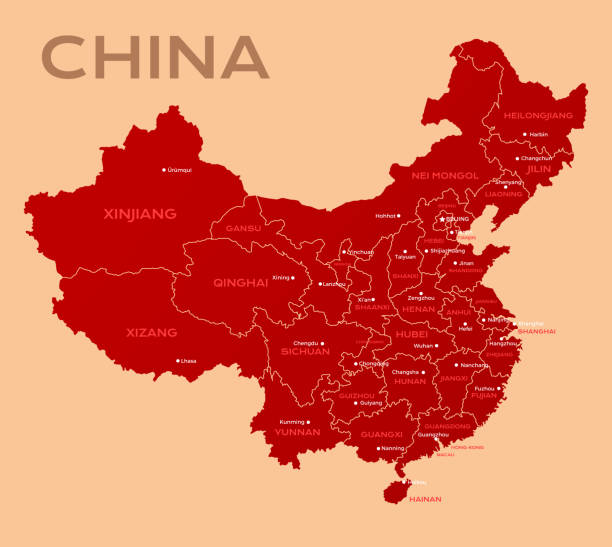 China Map of China. Chinese administrative districts and divisions. anhui province stock illustrations