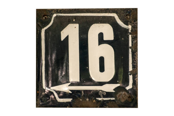 istock Weathered enameled plate number 16 1055244756