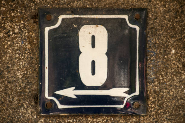 istock Weathered enameled plate number 8 1055244760