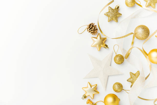 istock Christmas golden decoration on white 1055247726
