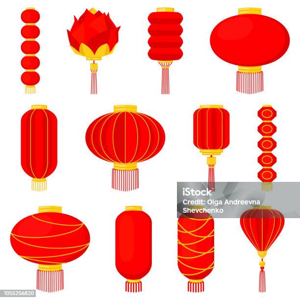 Black And White Chinese Lantern Silhouette Set Stock Illustration - Download Image Now - Carnival - Celebration Event, Cartoon, Celebration