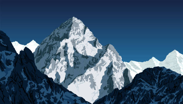 vector K2 - second highest mountain in the world. Karakorum, Pakistan vector K2 - second highest mountain in the world. Karakorum, Pakistan k2 mountain panorama stock illustrations