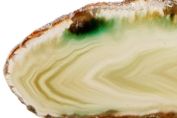 istock Macro mineral stone Yellow Agate breed a white background 1055259844