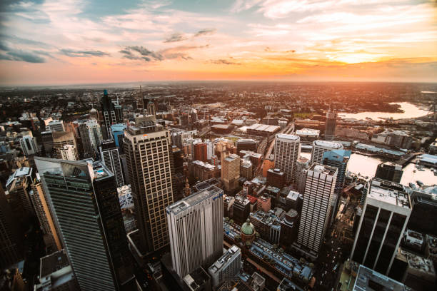 istock Sydney skyscrapers and sunset 1055261276
