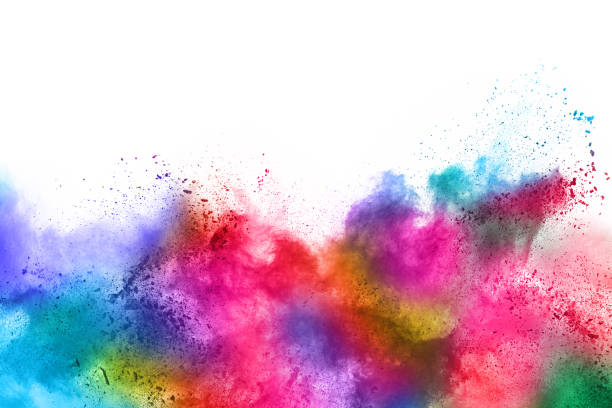istock Colorful powder explosion on white background. Colored cloud. Colorful dust explode. Paint Holi. 1055264298