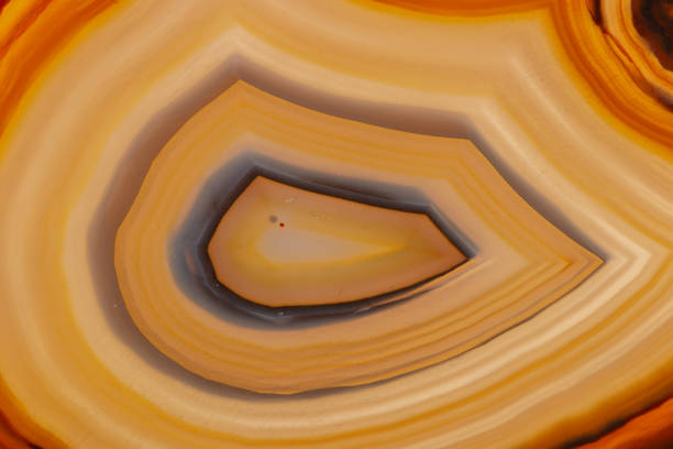 istock Macro mineral stone Yellow, brown Agate breed a white background 1055266346