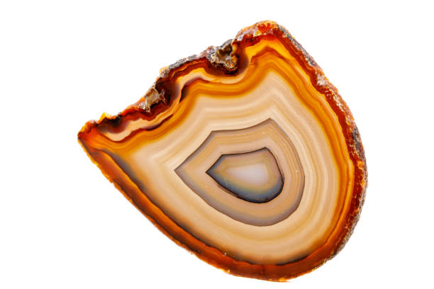 istock Macro mineral stone Yellow, brown Agate breed a white background 1055266972
