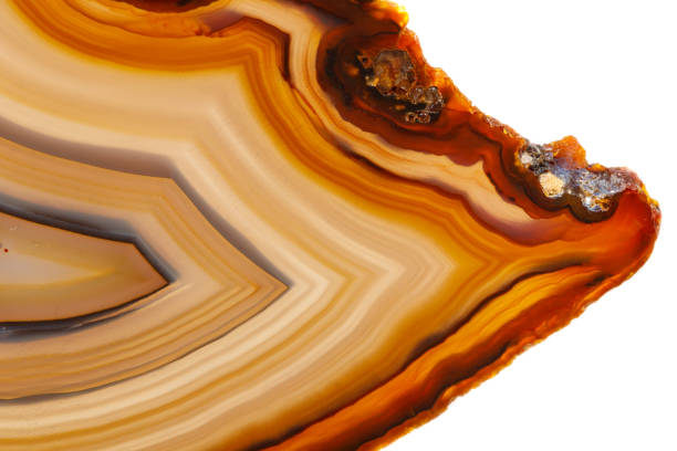 istock Macro mineral stone Yellow, brown Agate breed a white background 1055267500