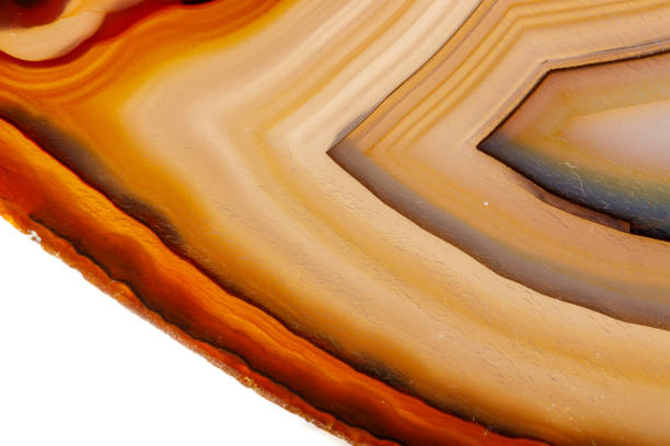 istock Macro mineral stone Yellow, brown Agate breed a white background 1055267702