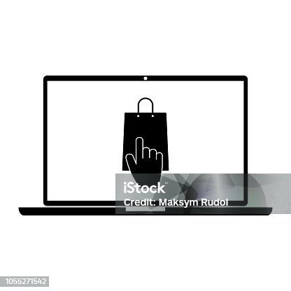 istock Online shopping icon on white background 1055271542