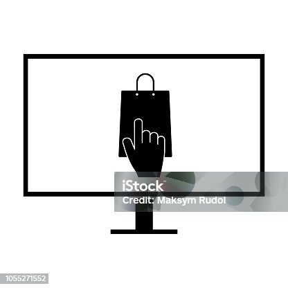 istock Online shopping icon on white background 1055271552
