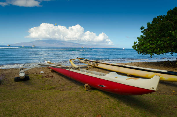 istock Hawaiian canoe about to take off 1055273486