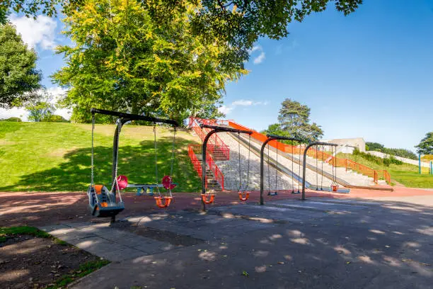 Photo of A series of swing for kids, toddlers and disabled children in Duthie Park, Aberdeen, Scotland