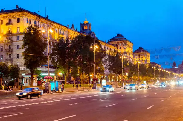 Photo of Traffic  central Khreshchatyk street, Kiev