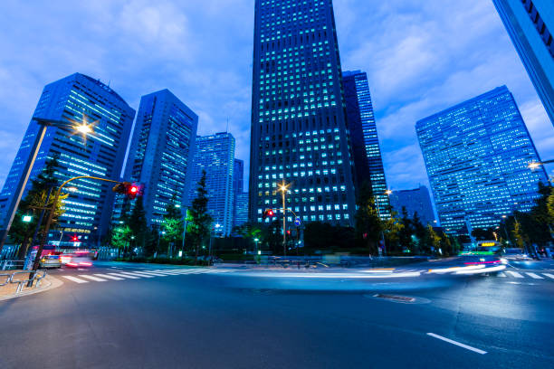 istock Tokyo Office Buildings At Dusk 1055289144