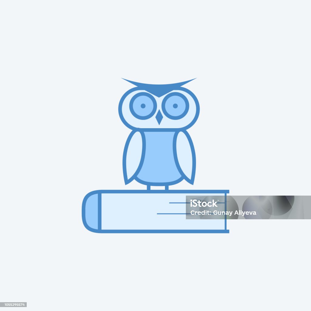 Owl on the book2 colored line icon. Simple dark and light blue element illustration. Owl on the bookconcept outline symbol design from education set Owl on the book2 colored line icon. Simple dark and light blue element illustration. Owl on the bookconcept outline symbol design from education set on light background Book stock vector