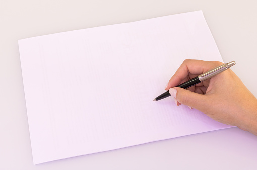 Female Hand Writing With Pen On Blank Paper Background Texture Stock Photo - Download Image Now - iStock Female Hand Writing With Pen On Blank Paper Background Texture Stock Photo - Download Image Now - iStock