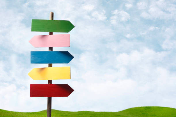 istock Colorful Wooden Direction Arrow Signs 1055306878