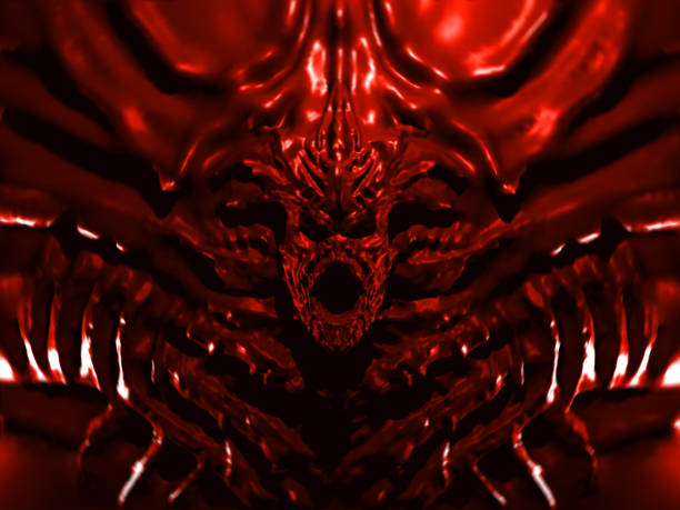Devil drinking tea - 3D render