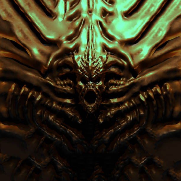 istock Bas-relief monster with horns. 3d illustration 1055306970