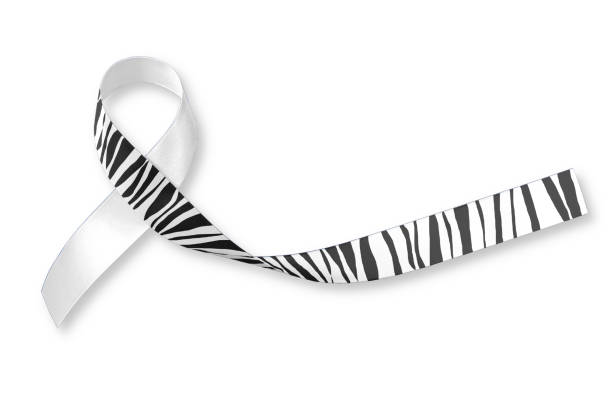 yazdırma desen beyaz arka plan (kırpma yolu) üzerinde izole karsinoid kanseri bilinçlendirme şerit zebra şerit - beast cancer awareness month stok fotoğraflar ve resimler