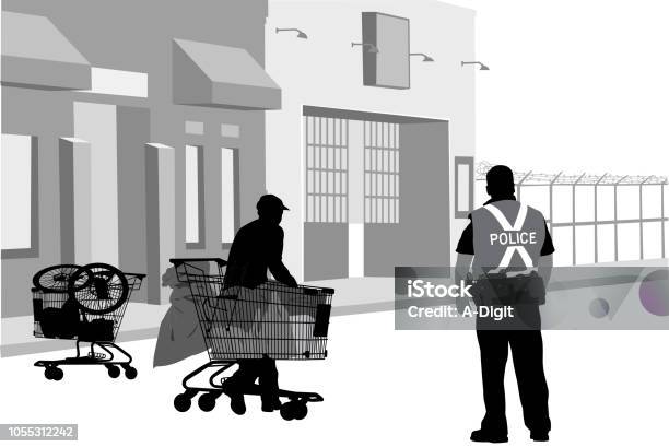 Homelessness Stock Illustration - Download Image Now - Homelessness, In Silhouette, Police Force