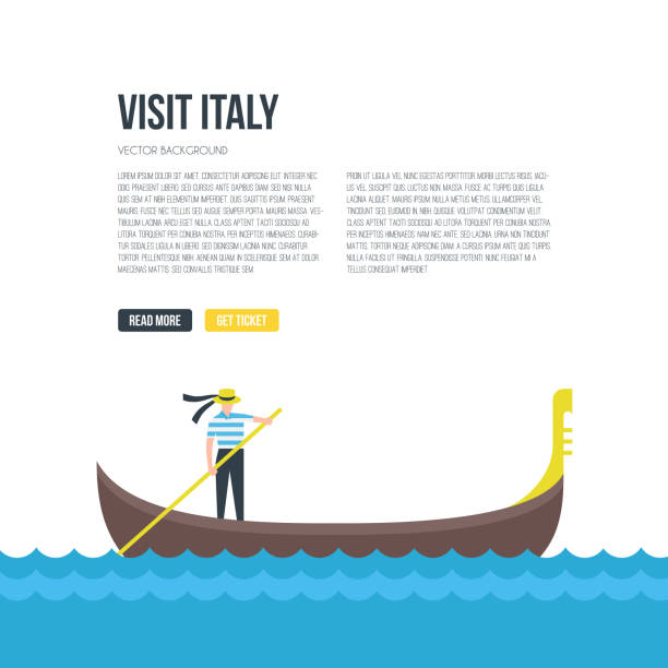 ilustrações de stock, clip art, desenhos animados e ícones de gondola vector drawing - men gondolier people activity