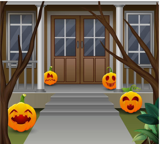 istock Decoration in front of the house on halloween day 1055322434