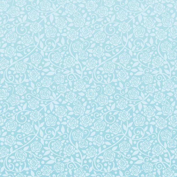 Elegance Seamless Wallpaper With Light Blue Roses Stock Illustration -  Download Image Now - Backgrounds, Floral Pattern, Pattern - iStock