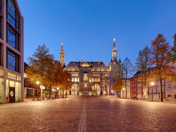 istock Aachen town square Katschhof with town hall building 1055338794