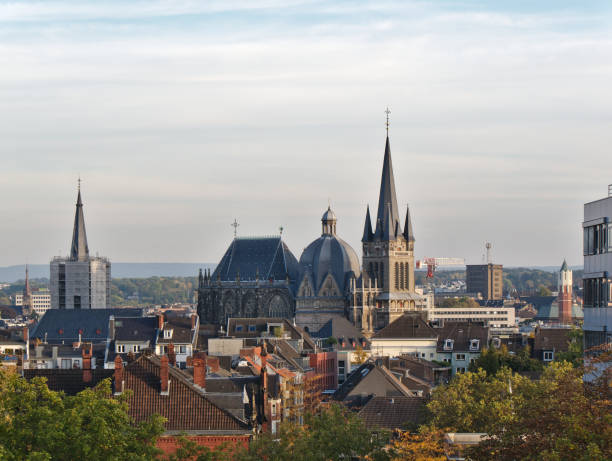 Aachen cityscape Aachen skyline with cathedral and surrounding buildings on bright summer afternoon aachen photos stock pictures, royalty-free photos & images