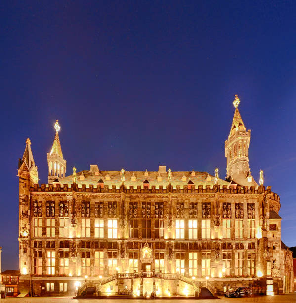 istock Aachen town hall at dusk 1055338838
