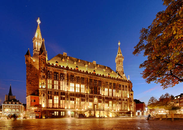 istock Aachen town hall at dusk 1055338846