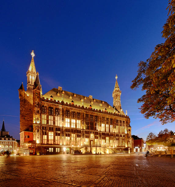 istock Aachen town hall at dusk 1055338858