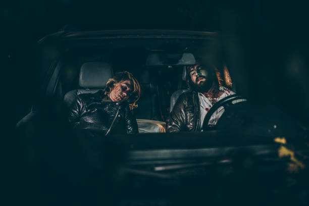 istock Man and woman in car accident 1055340956