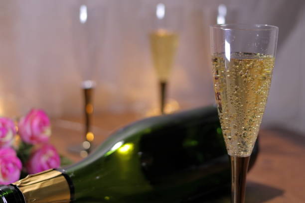 istock champagn glass and Empty champagne 1055345156