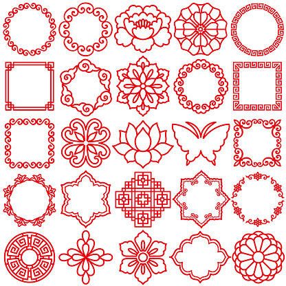 Set of Chinese decorative icons.