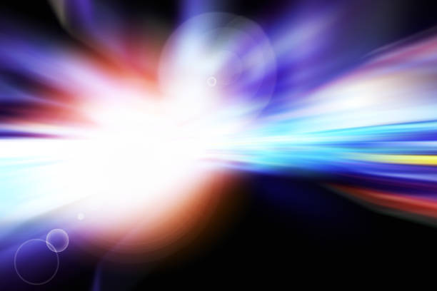 istock abstract background of speed traffic light trails with circle bokeh 1055351678